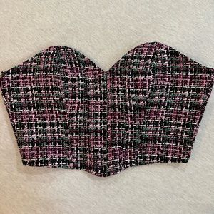 NWT- Zara Purple Tweed Bustier Top